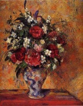  flowers Art Painting - vase of flowers Camille Pissarro